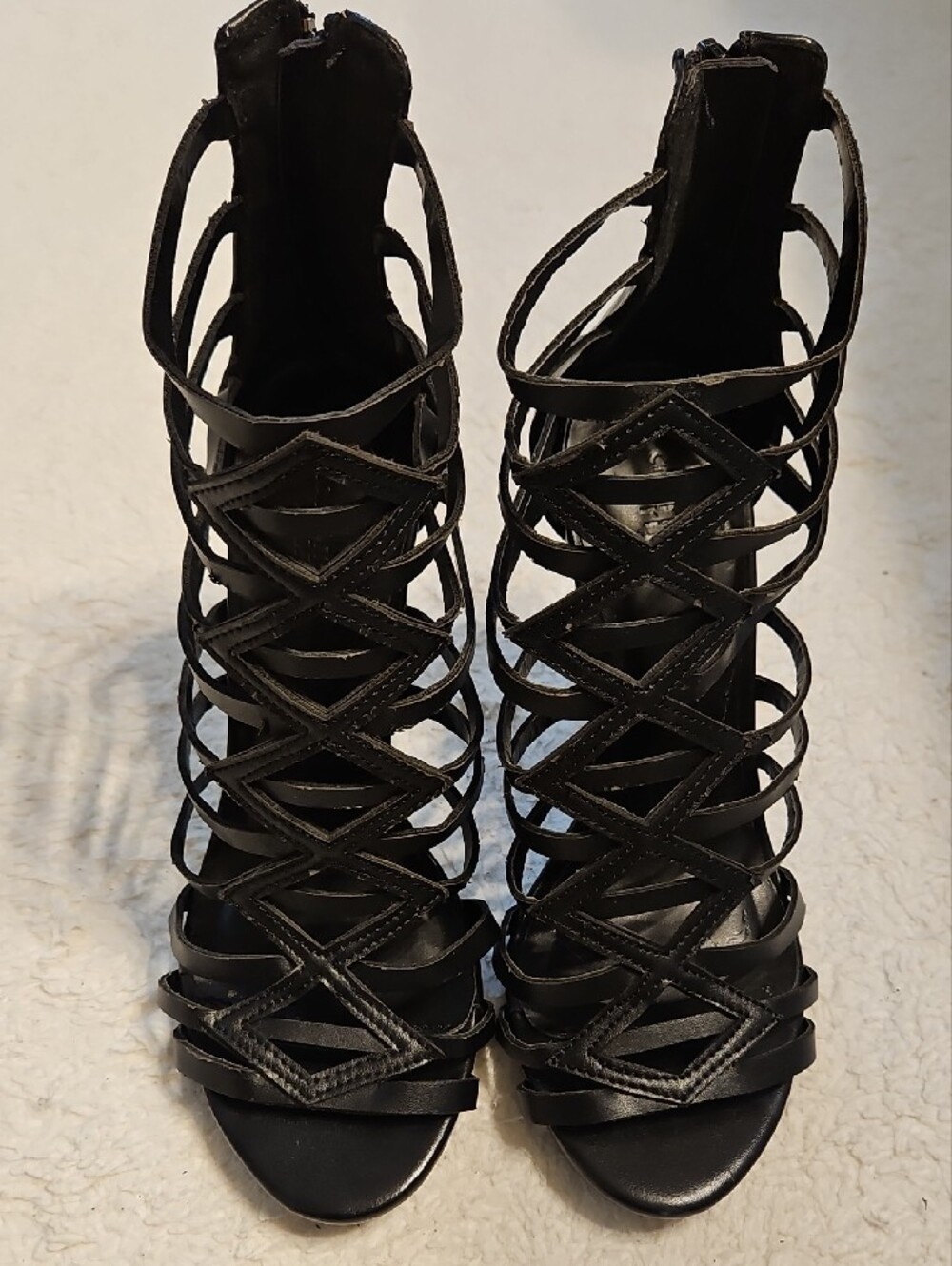Black Strappy Gladiator High Heel Sandals - Picture 11 of 11